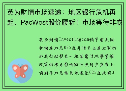 英为财情市场速递：地区银行危机再起，PacWest股价腰斩！市场等待非农数据 提供者 Investingcom